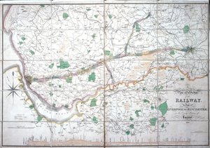 Mapa de Stephenson del Ferrocarril de Liverpool y Manchester, c.1824-1830